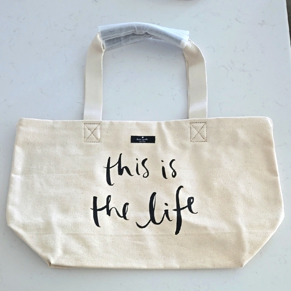 New Never Used KATE SPADE 'This Is The Life' Tote Bag 18 X 10 1/2 In 100% Cotton
